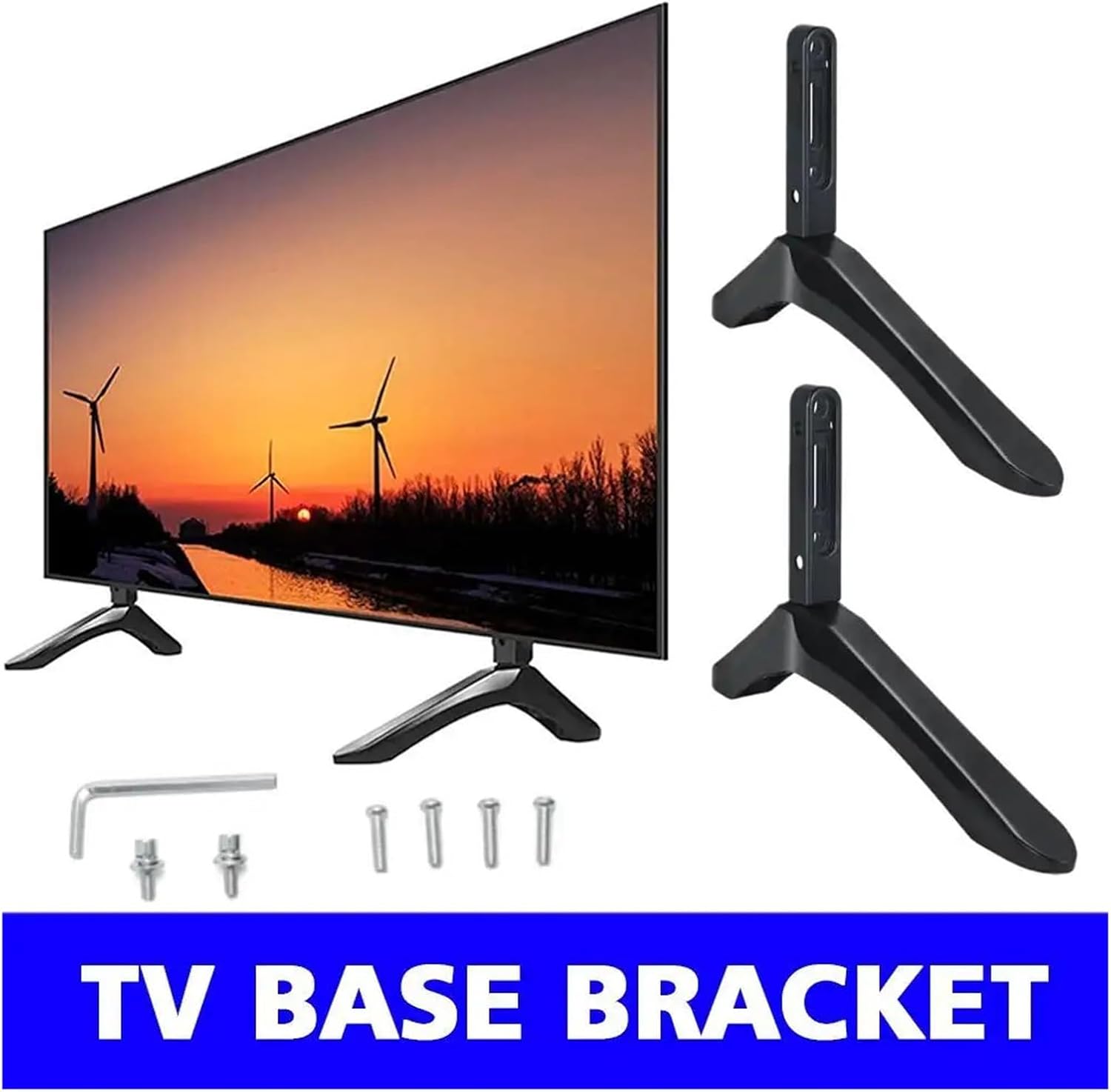 2 Pack Aluminum TV Stand Base LCD Black Table Top Mount