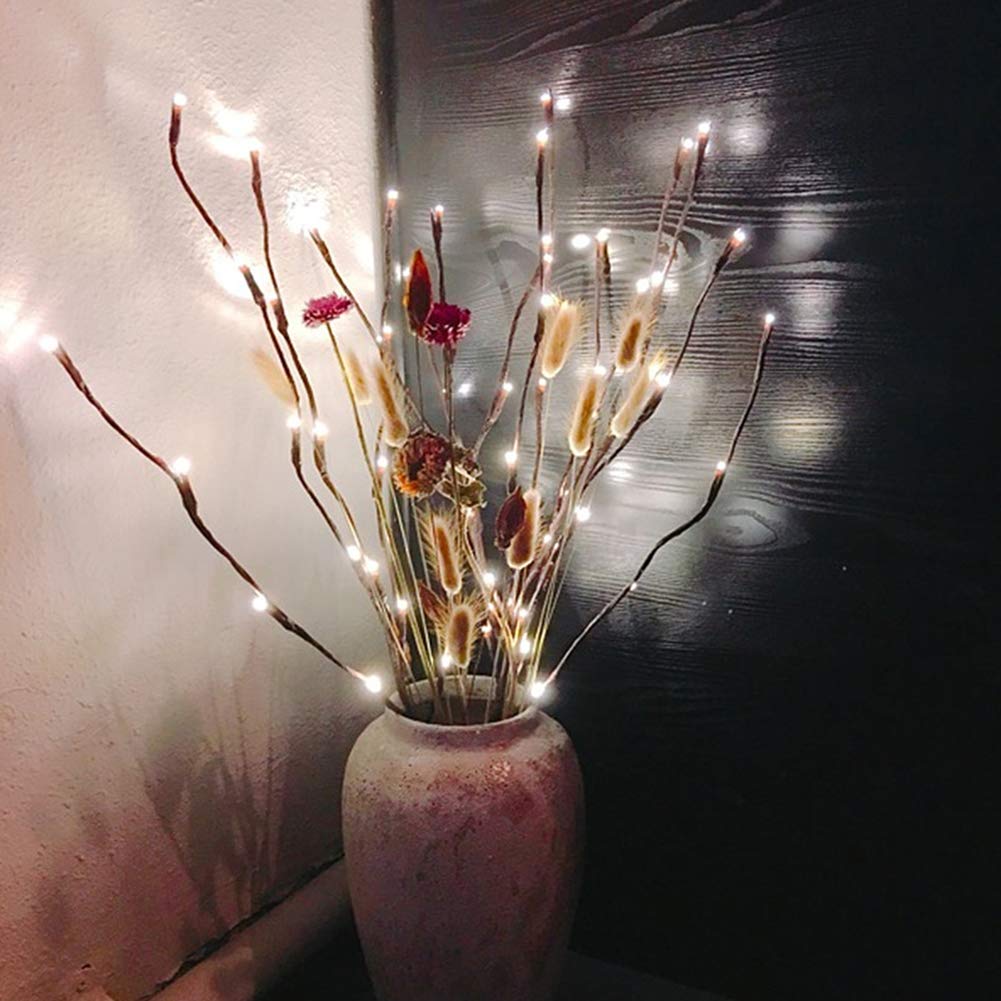 2/4 Stück Zweige Lichter LED Zweige batteriebetrieben, dekorative Lichter Weidenzweige beleuchtete Zweige für Vasen Zuhause Schlafzimmer Dekoration – 76,2 cm 20 LED-Lichter 4 Pack warmweiß