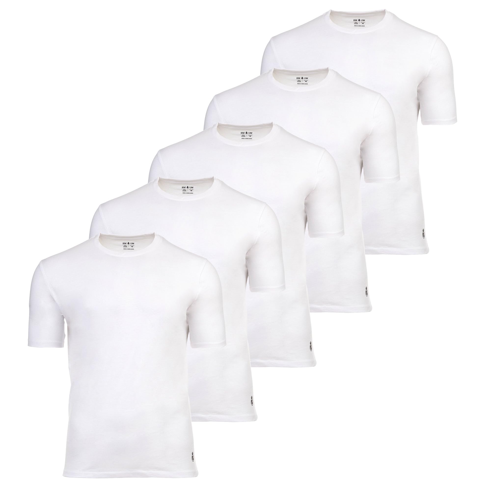 Real Madrid Magliette Uomo, Confezione da 5 – Prodotto con Licenza Ufficiale | Magliette Intime 100% Cotone | Regalo per Tifosi Uomini con Logo
