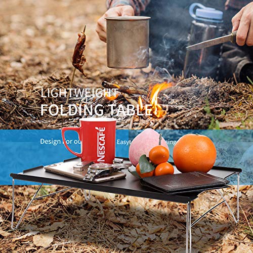 YTXTT Mini mesa dobrável, liga de alumínio, portátil, montanhismo, acampamento, churrasco, piqueniqu