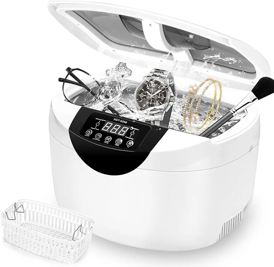 Limpador Ultrassonico, 2,5 L, 65 W, 40 kHz, 110V, Limpador de Dentadura, Limpeza a Vácuo com Desoxidação para Todas as Joias, Óculos, Relógios, Dentaduras