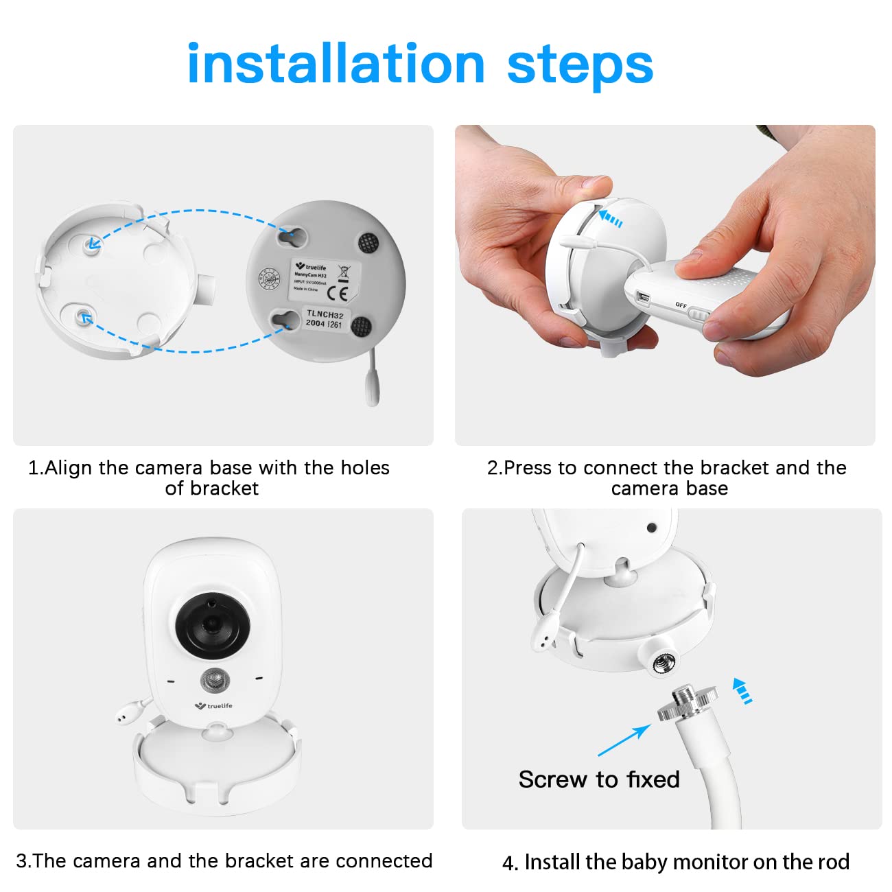 HOLACA - Soporte para bebés con cámara de 3,2 pulgadas, pantalla LCD digital, clip para GHB ABM600 y VSIFEHSO