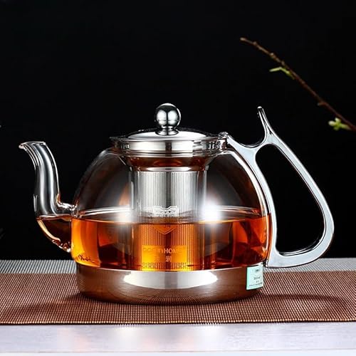 Akasooda ガラスポット ティーセット IH対応 ポット 紅茶 ポット 手吹き 透明急須 304 ステンレス ティーポット ガラス 耐熱 急須 電磁調理器が使える ティーポット おしゃれ 大容量 急須 ガラス 耐熱ガラスポット 茶漉し付き フルーツ