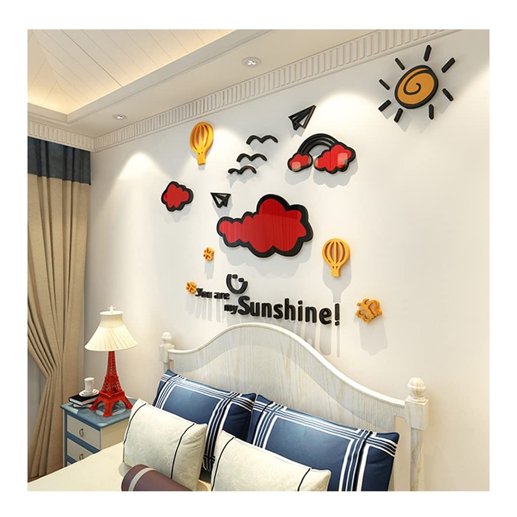 Acryl Wandaufkleber Acryl 3D Dreidimensionale Wandaufkleber Cartoon Wolke Kinderzimmer Dekoration Schlafzimmer Nacht Hintergrund Wandaufkleber (Color : D, Size : 100X150cm)