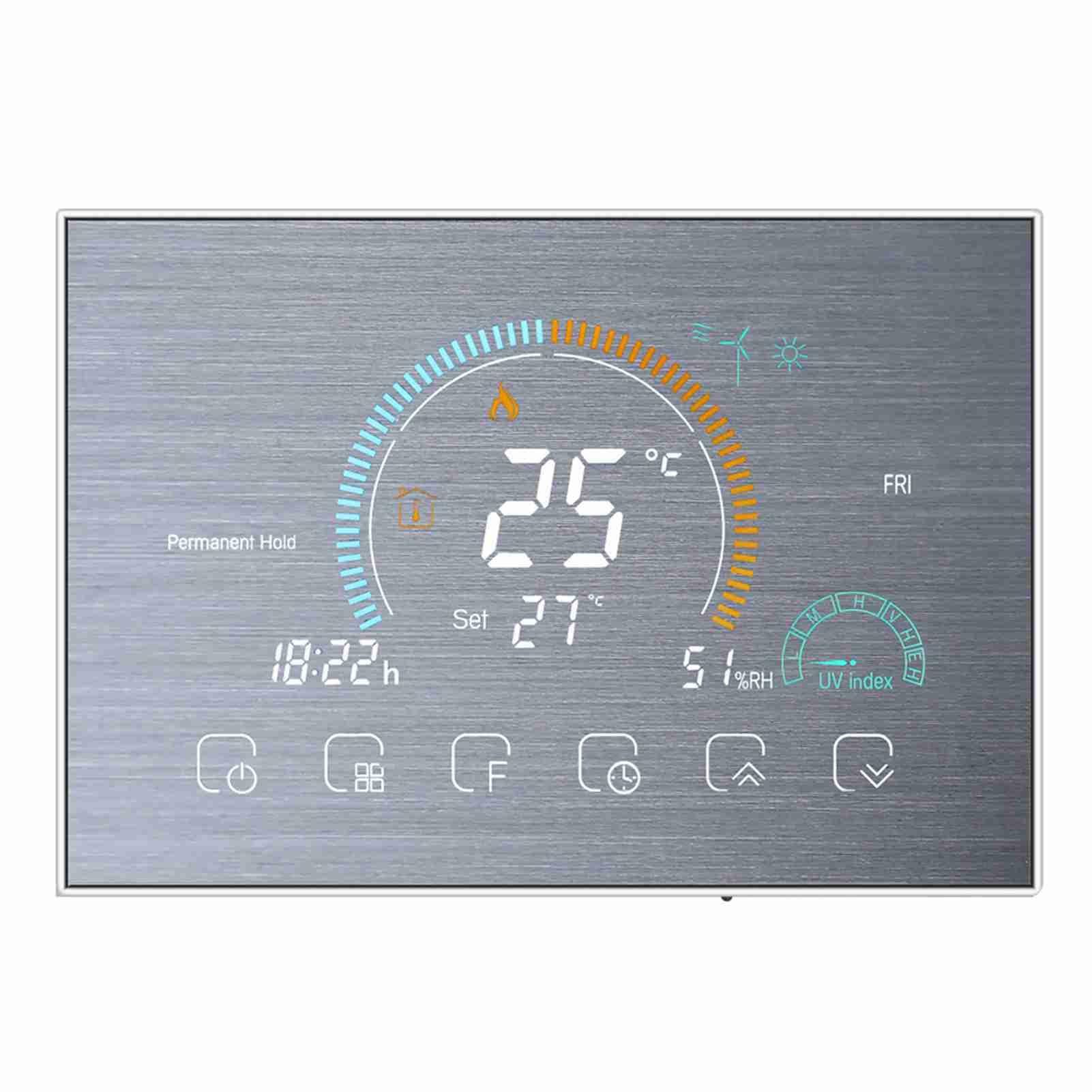 FTVOGUE Termostato WiFi Inteligente con Pantalla Táctil LCD 4.8", Compatible con Home, Programable 5+1+1 Seis Periodos para Caldera de Agua Gas Calefacción, con Función de Bloqueo y (Wi-Fi T)