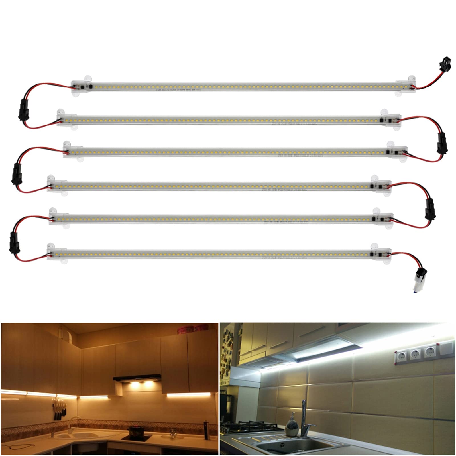 Under Cabinet Strip Lights, 5 Pcs 220V Under Cupboard Light Tube 72 LEDs, Energy Efficient Hard Lighting Bar, Under Counter Lights for Kitchen, Shelf, Workspace, Wine Cabinet (Natural White, 40cm)