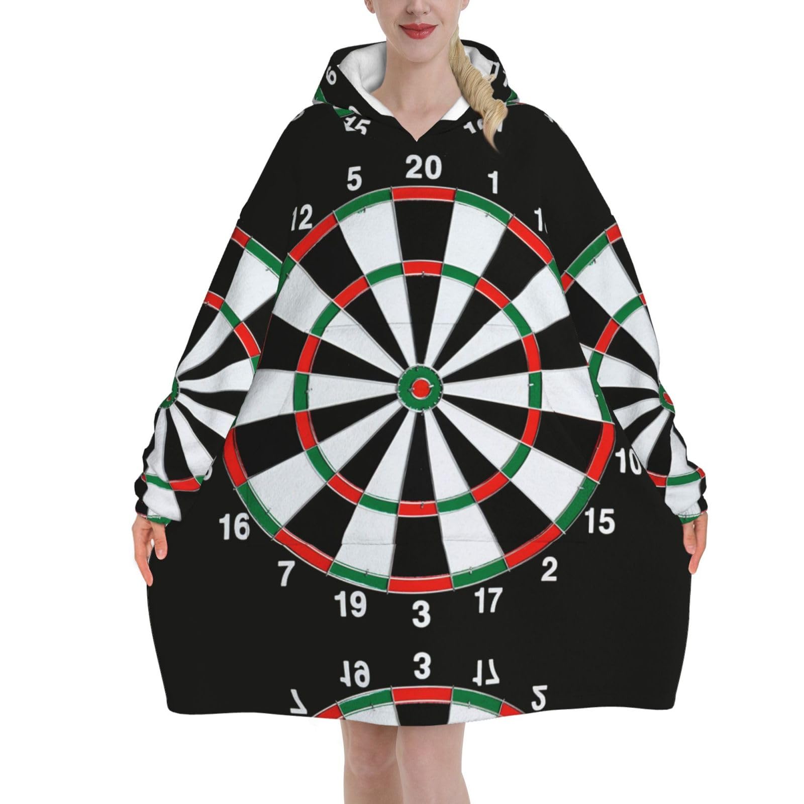 Poadnly Unisex As Picture Target Dart,Women's Oversized Wearable Blanket Hoodie, Blanket Sweatshirt,Flannel Pullover Blanket