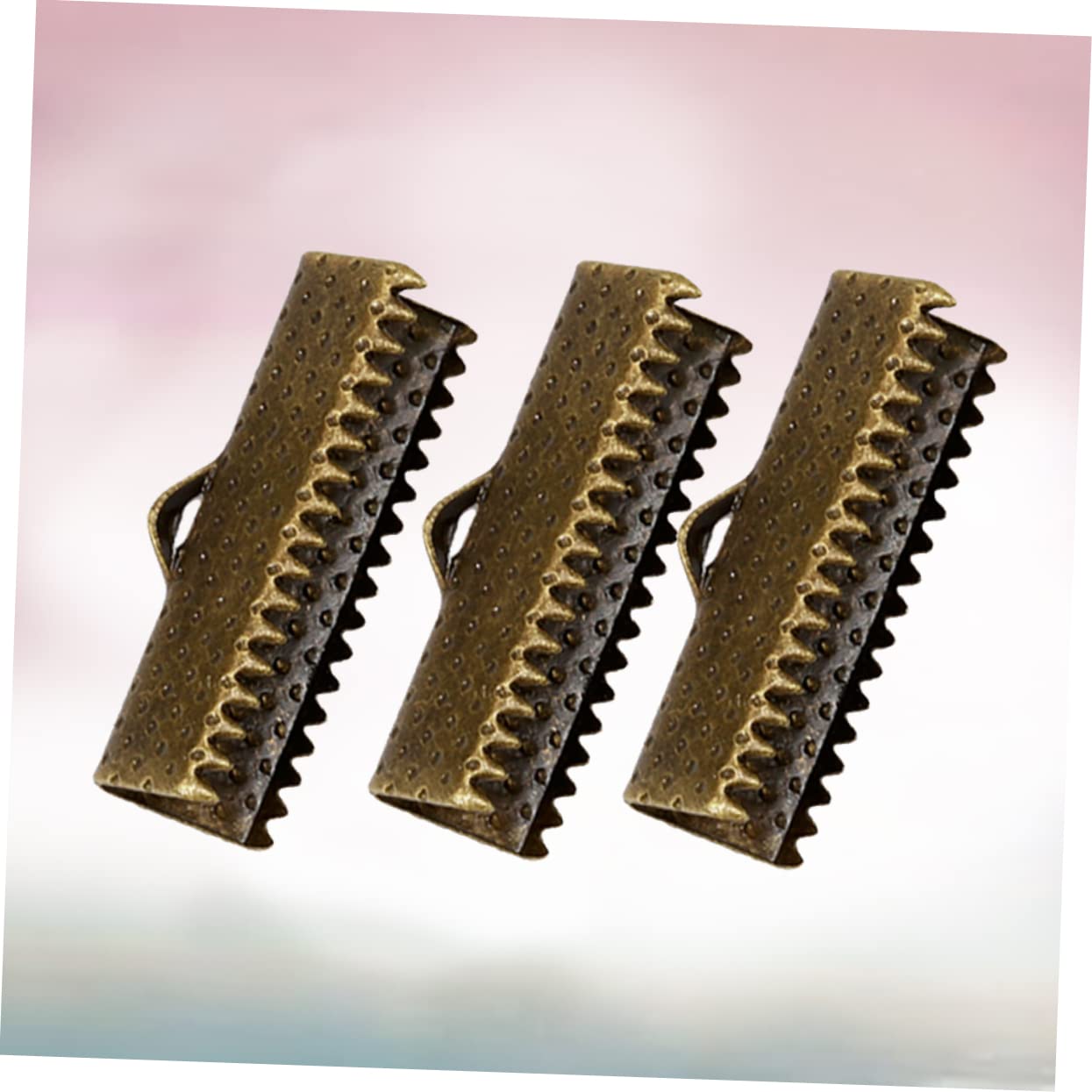 Operitacx 100pcs Metal Fastener Clasps 2.5cm Plated Ribbon Ends Jewelry Clasps for Bracelets Necklaces Random Color