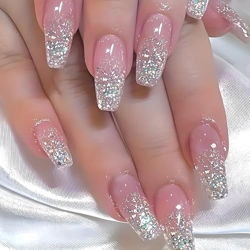 Ombre Pink Press on Nails - Medium Coffin Fake Nails