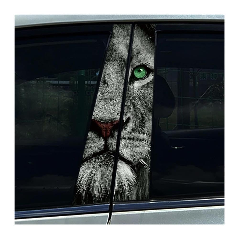 Decorative Items 2Pcs Car Center Column Stickers Blue Eyes Lion Auto B- Pillar Decoration Stickers(I)