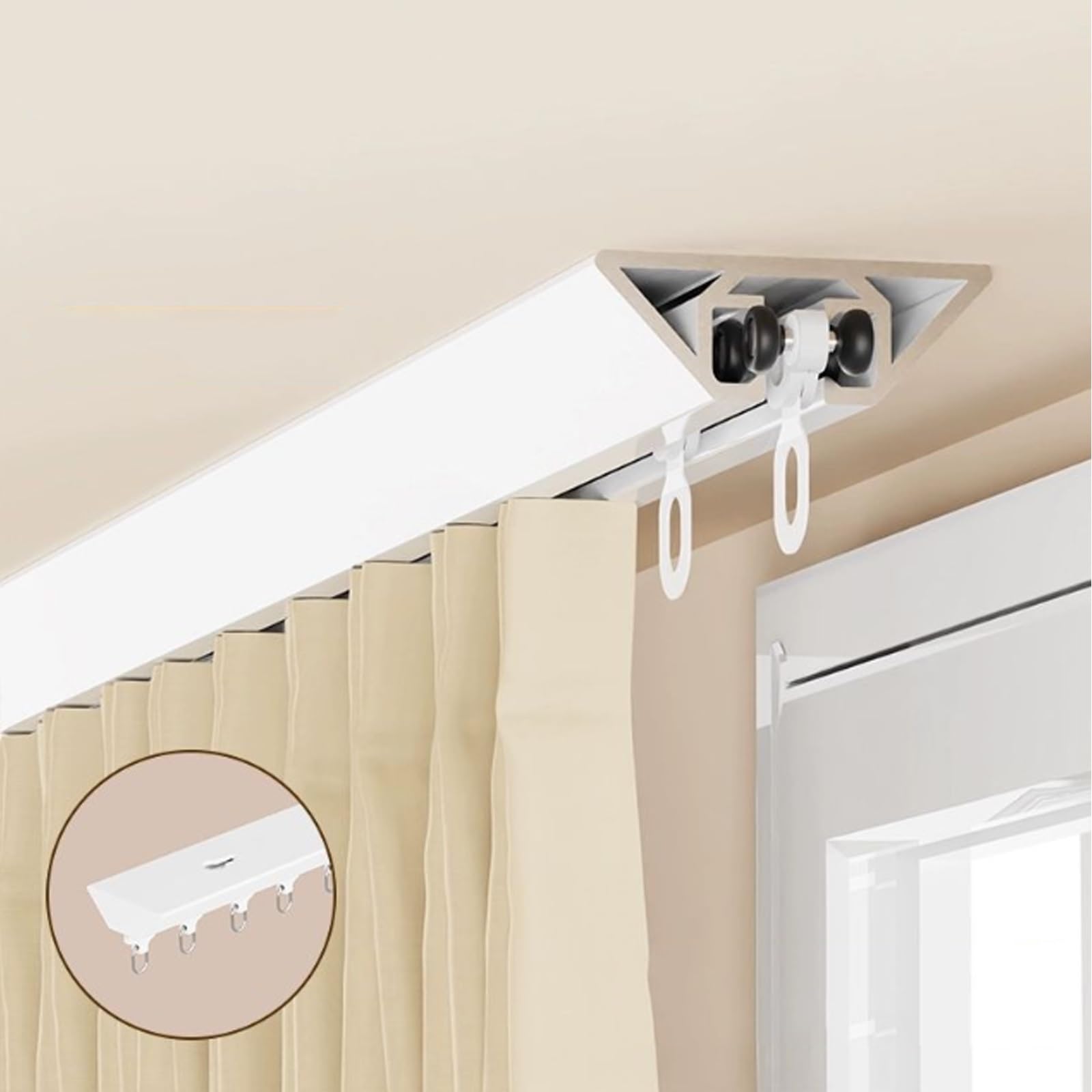 MZQMK Room Divider, Ceiling Curtain Track, Room Divider Curtain Rod, Aluminium Alloy Ceiling Track For Curtains, Easy Install(B White,1M/(3.3FT))
