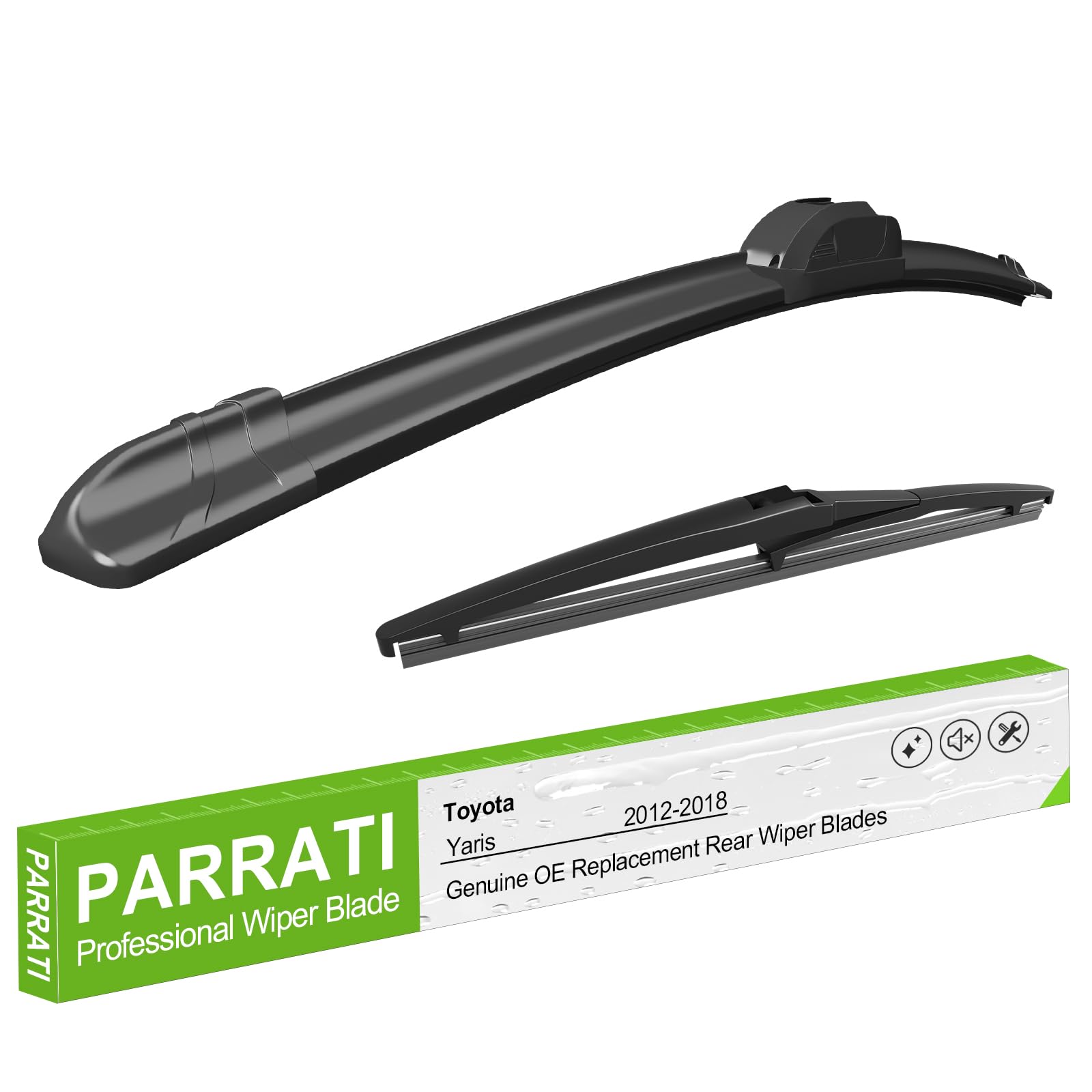 Photo 1 of PARRATI® 2PCS Windshield Wiper Blades for Yaris 2012-2018 - Exact Fit Replacement Front and Rear Wipers - 28+12 | All-Season Durability - Quiet & Streak-Free Wiping - Easy Installation