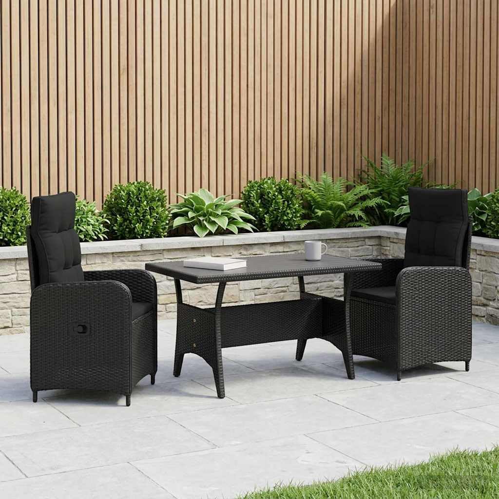 Lumanois Juego de Comedor para Exteriores 3 uds. Negro ratán sintético, Conjuntos de Muebles, 44.2 kg-3422256