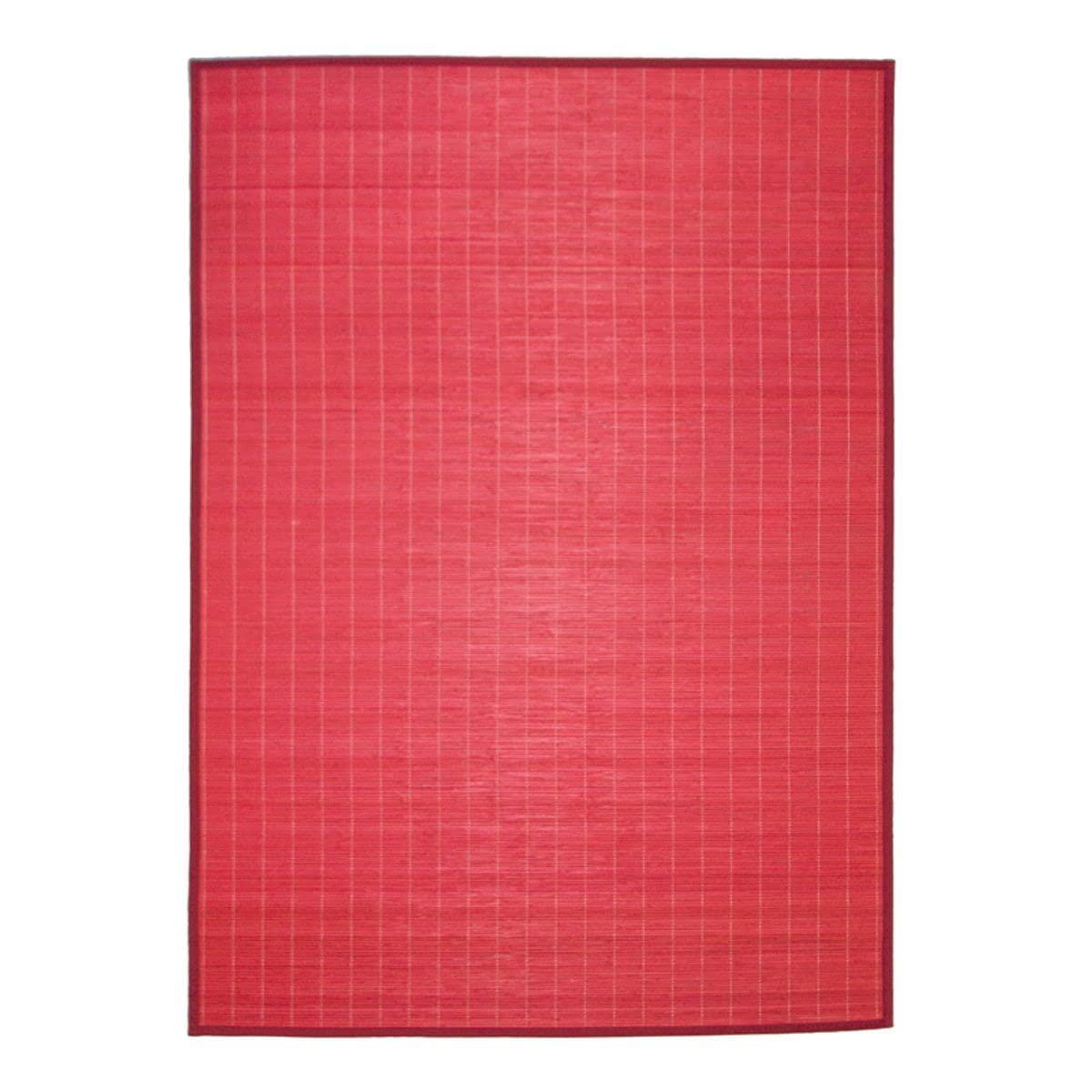 Thedecofactory Tapis en Bambou à Lattes ganse Rouge 133x180