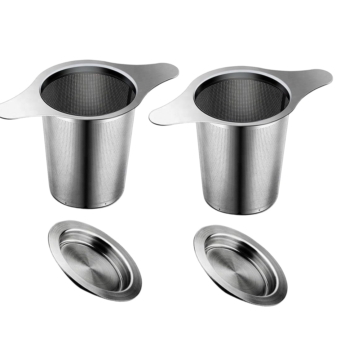 Colador de Té de Acero Inoxidable 2 Piezas, Infusor con Tapa y 2 Asas, Filtro Reutilizable para Tazas y Teteras