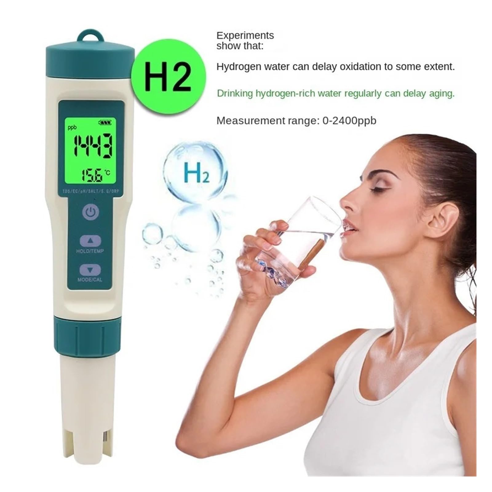 Pluma For Prueba De PH Calidad Del Agua Digital 8 En 1, Medidor Temperatura TDS/EC/PH/ORP, Instrumentos Análisis, Probador Potable Rico Hidrógeno DeteccióN RáPida Y Precisa