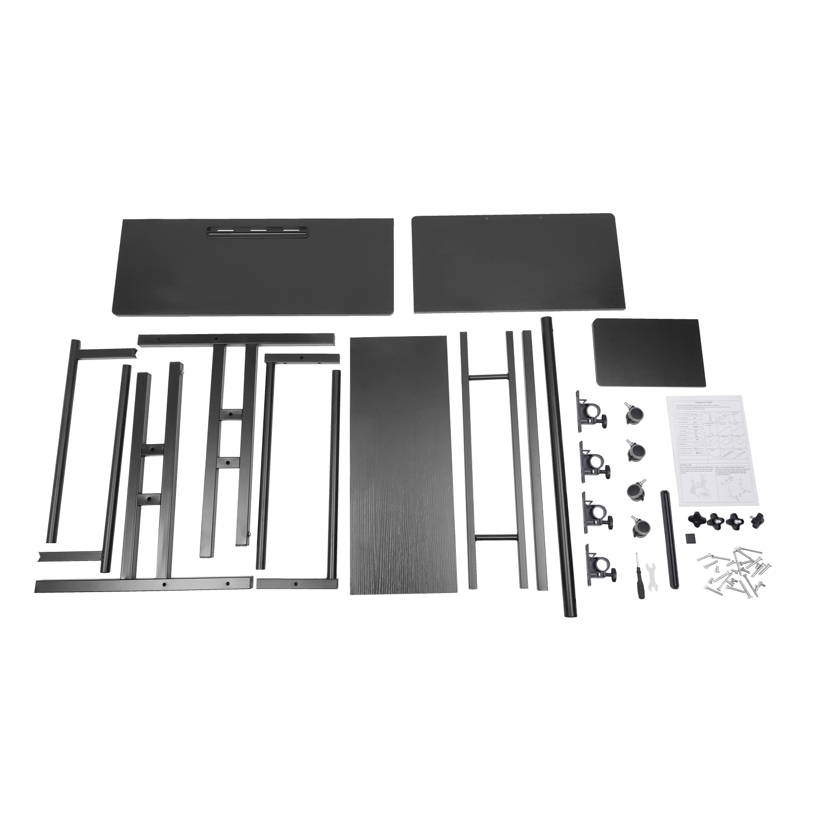 4 in 1 Mobile Stand Up Desk Height Adjustable Laptop Desk with 4 Wheels Tilting Tabletop Rolling Table — view 5