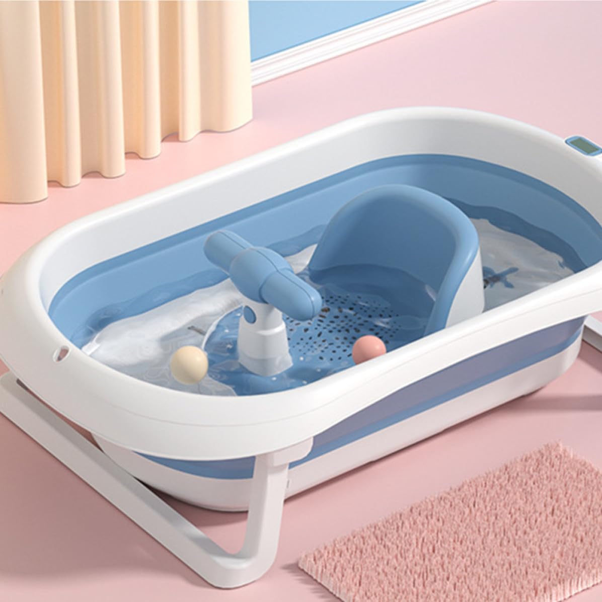 Asiento de Baño Estable de PP Azul para Bebés Recién Nacidos