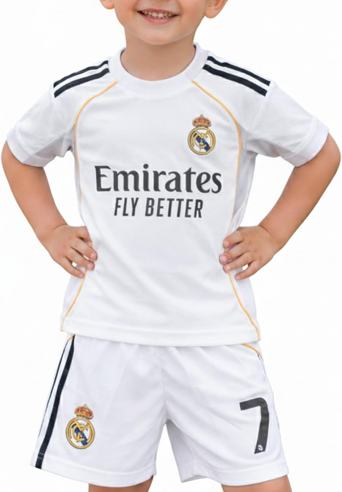 Real Madrid Football Jersey Set for Kids, Youth & Men – Short Sleeve Soccer Shirt & Shorts, Breathable Quick-Dry Uniform for Match.
