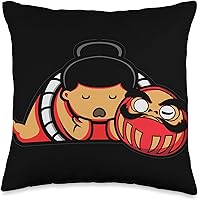 Vista 5 de Japón Estética Japonesa Tradicional Ropa Japonesa Daruma Muñeca Sumo Wrestler Kawaii Throw Pillow 18x18, Multicolor
