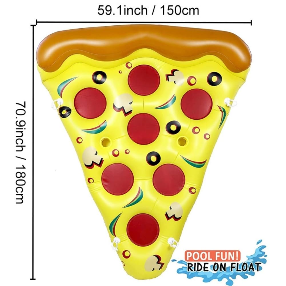 Matelas Gonflable Piscine pour Adultes, Piscine Gonflable Hamac avec Porte-Gobelet, Bouee de Gonflable de Pizza, Flotteur de Bronzage pour Piscine Plage Fêtes d'été