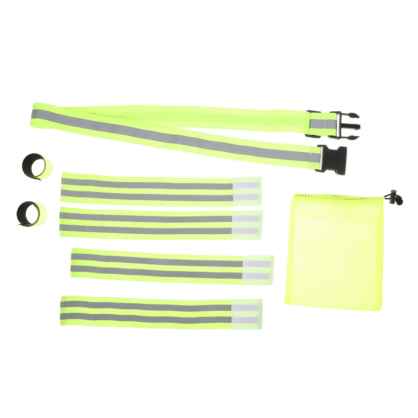BESTonZON Reflektierender Gürtel Gesetzt Armbänder Mit Reflektierenden Bändern Laufgürtel Reflektierende Bänder Handgelenksbänder Elastisches Gurtband Grün