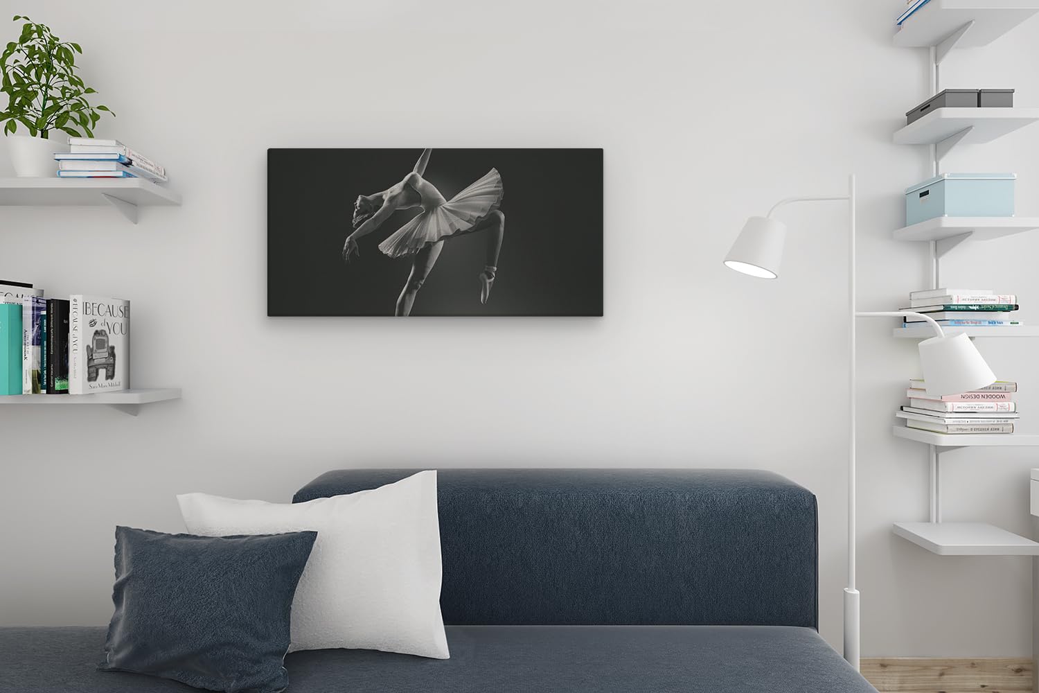 Artaza Cuadros Decoración Salón Modernos Bailarina Ballet - 80x40 cm - Cuadros Decorativos Blanco Y Negro - Decoración Pared - Lienzos Decorativos