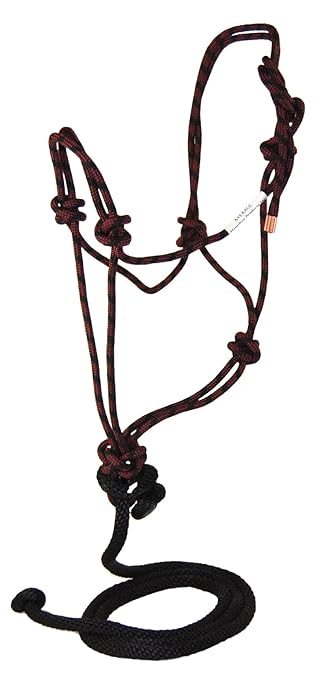 Hamilton Average Adult Rope Halter, Black and Wine