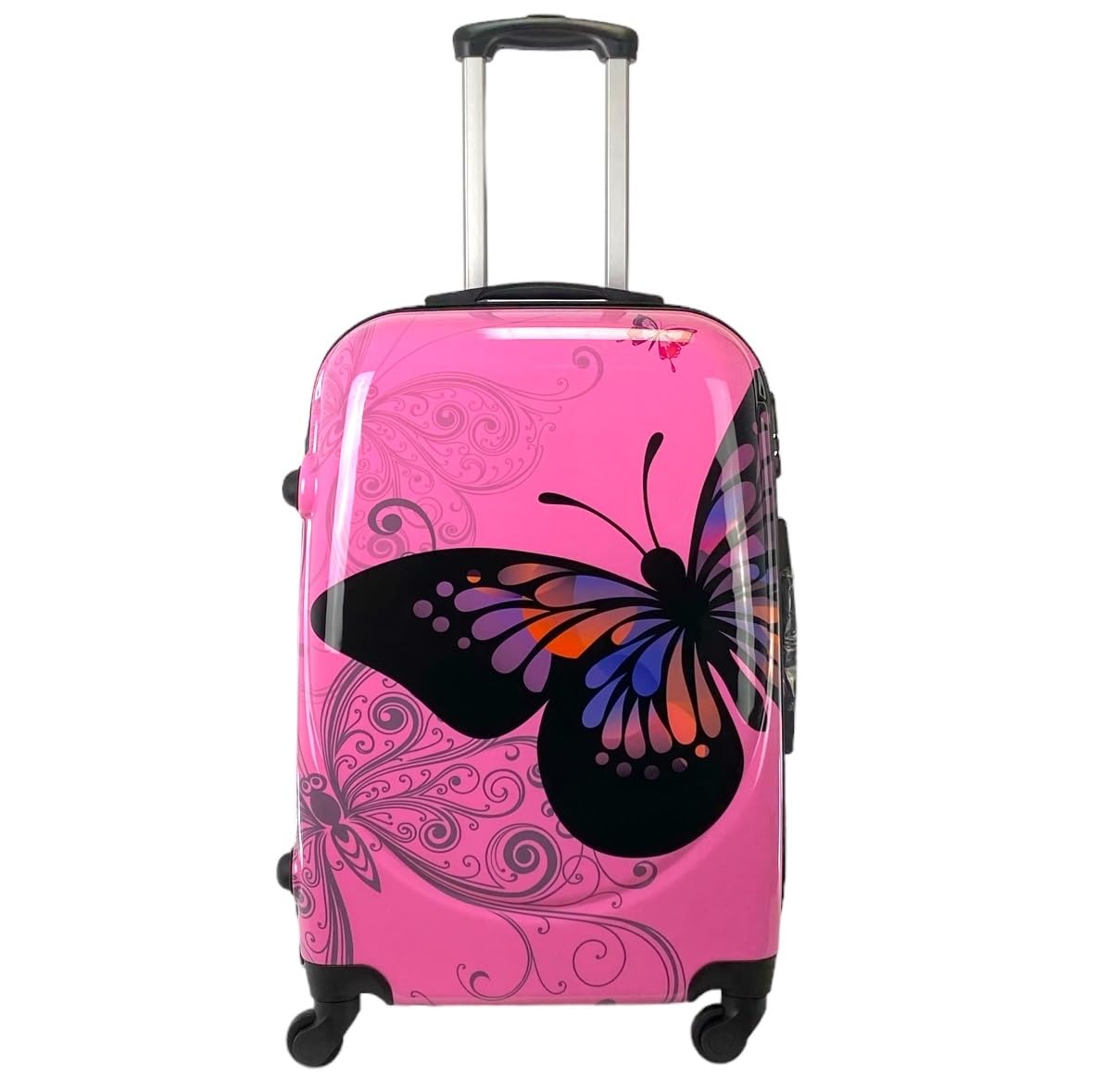 Maleta de Viaje Equipaje para Viajar en avión 4 Ruedas giratorias Estampado Mariposa candado de combinación (Mediana - Rosa)