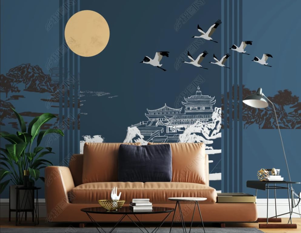 Papier peint intissé style chinois décor panoramique géant salon et chambre - 2