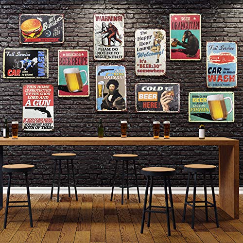 Vintage Style Tin Sign - Hot Burgers Fast Food - Bar Pub Garage Diner Cafe Home Wall Decor Art Tin Signs Vintage, 8"W X 12"H #TOP5