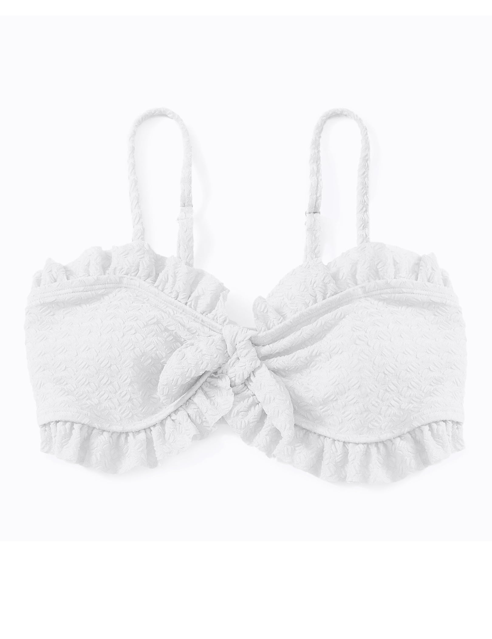 Arshiner 3er Bikini Set Mädchen Badeanzug Krawatte Front RuffleTrim Bikinioberteil mit Triangel Bikinihose und Rock Kinder Bademode Badebekleidung Weiß 13-14 Jahre
