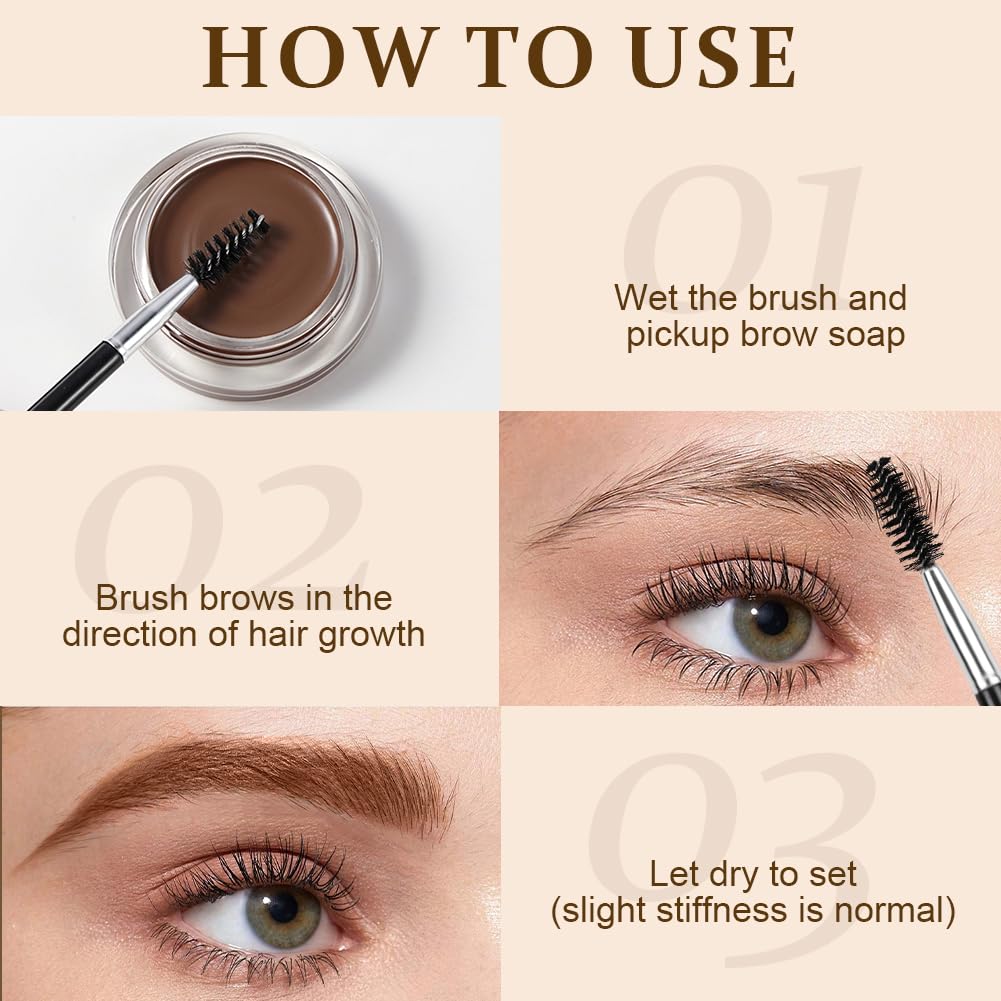 LOPHE Gel Fijadora de Cejas, Crema de Cejas 4,5g, Pomada de Ceja de Larga Duración con Cepillo, Eyebrow Gel para Maquillaje con Efecto Laminado Instantáneo,Pegamento de Ceja Sin Residuos Marrón Oscuro — view 4