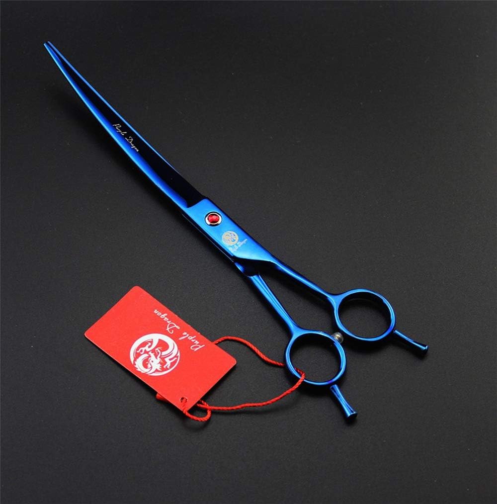 Purple Dragon 8.0" Titanium Multicolor Professional Pet Grooming Scissors Set,Straight & Thinning & Curved Scissors Shear with Bag for Dog Cat Grooming