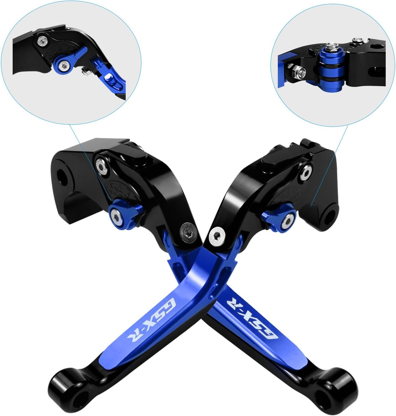 for Suzuki GSXR 600 750(2006-2024) 1000R(2009-2024) GSX-R 1000(2005-2006) Motorcycle Clutch Lever Folding Extendable Adjustable Handlebars Brake and Clutch Levers Set(Blue)