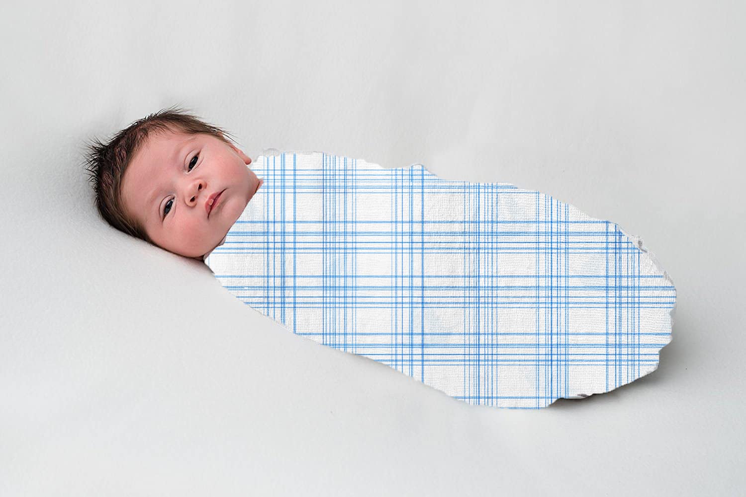 Kiddery Swaddle Wraps (Stripes & Checks) | 100% Cotton Muslin | Summer Blankets & Baby Wrap for New Born Baby Boy | 0-12 Months | Set of 2 | Blue