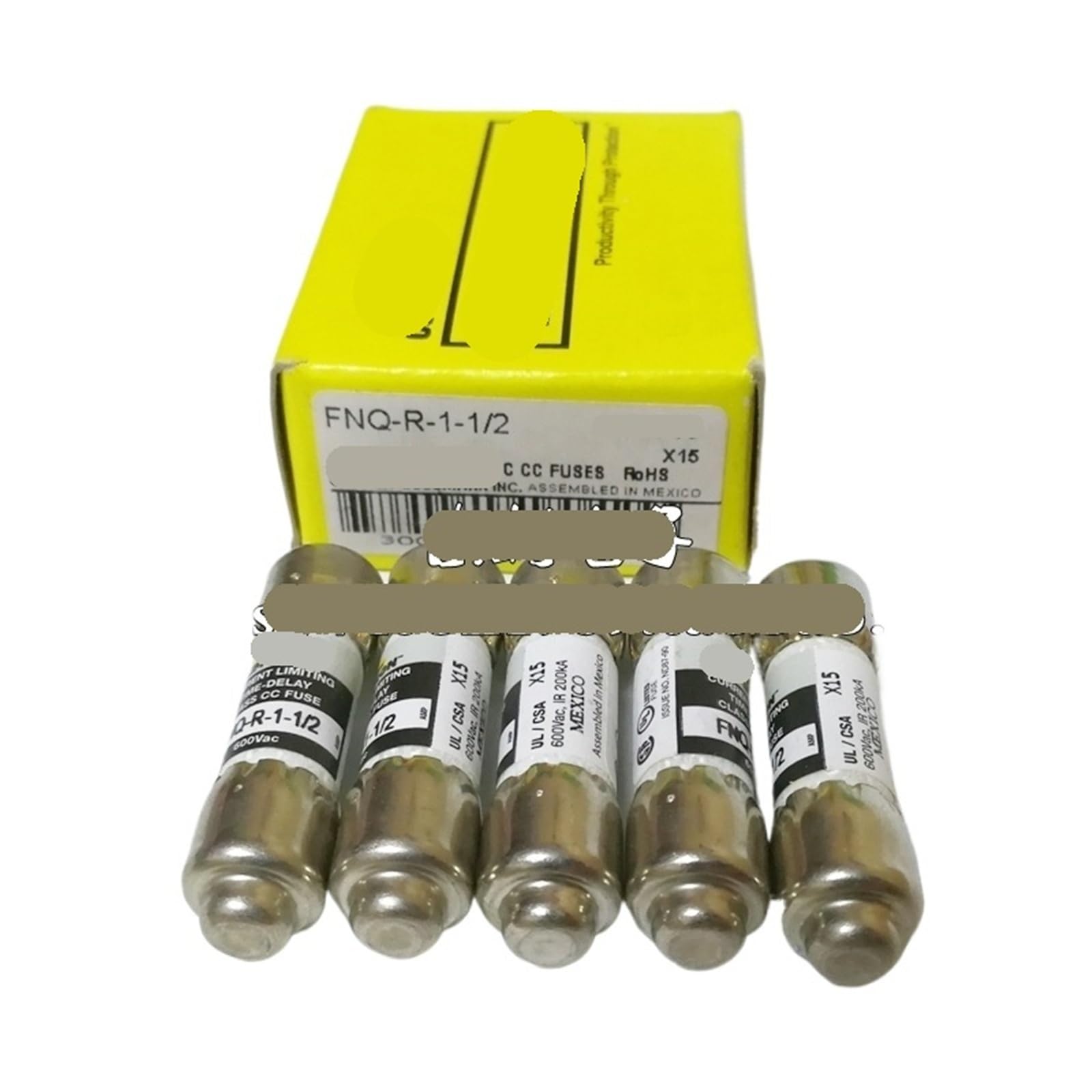 Fusible CC-TRON FNQ-R-1-1/2 temporisé de 1,5 A et 600 V pour la protection des circuits