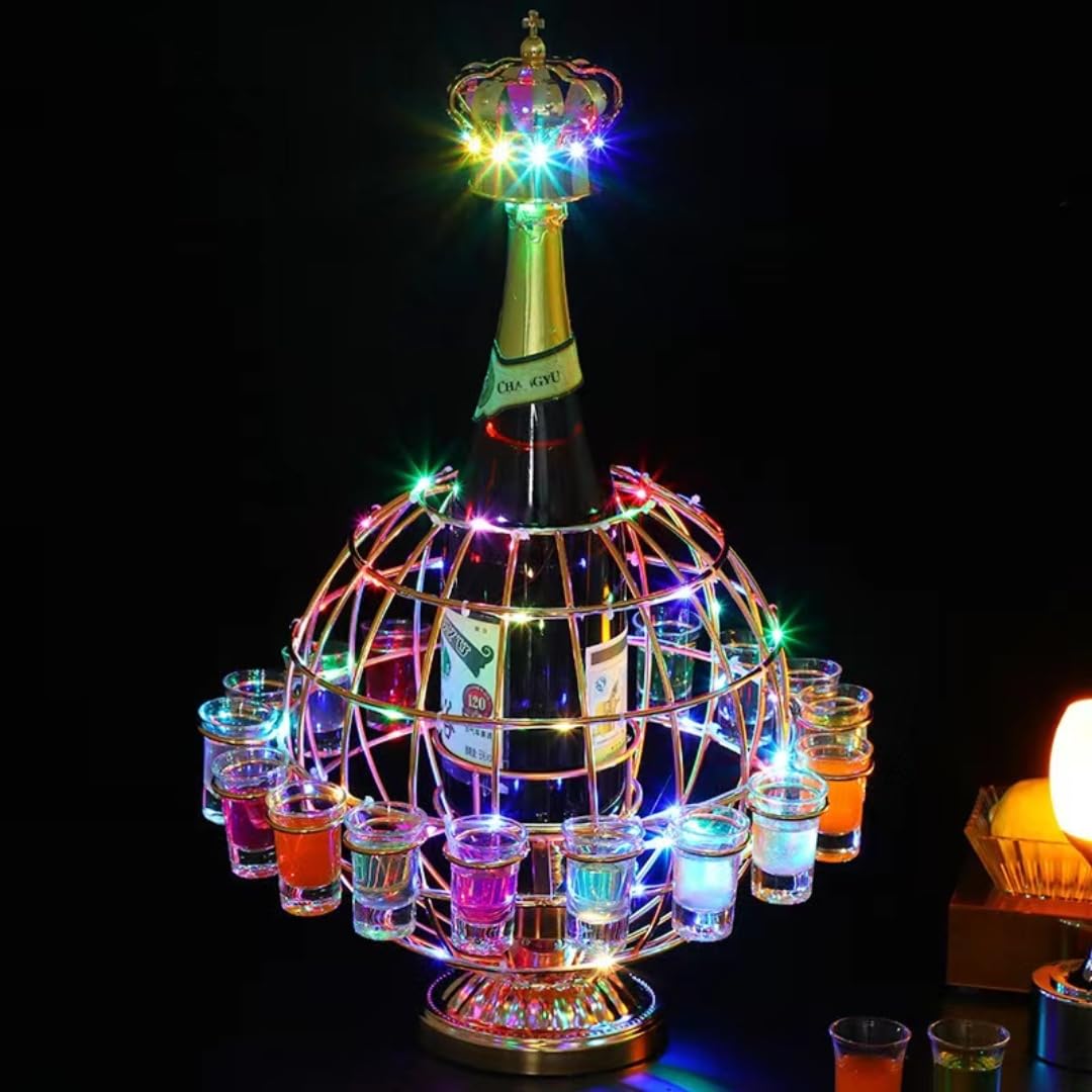 Amazon｜ACMEER テキーラ地球儀 LED酒グラスワインラック 酒棚