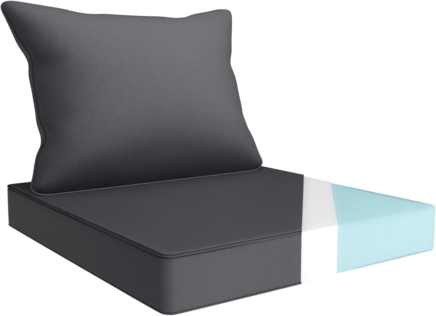 Outdoor Chair Cushion Set 19 x 19 Inch Waterproof Fade Resistant Patio Furniture Cushions with Handle and Adjustable Straps Back Seat Cushions for Wicker Seat and Couch