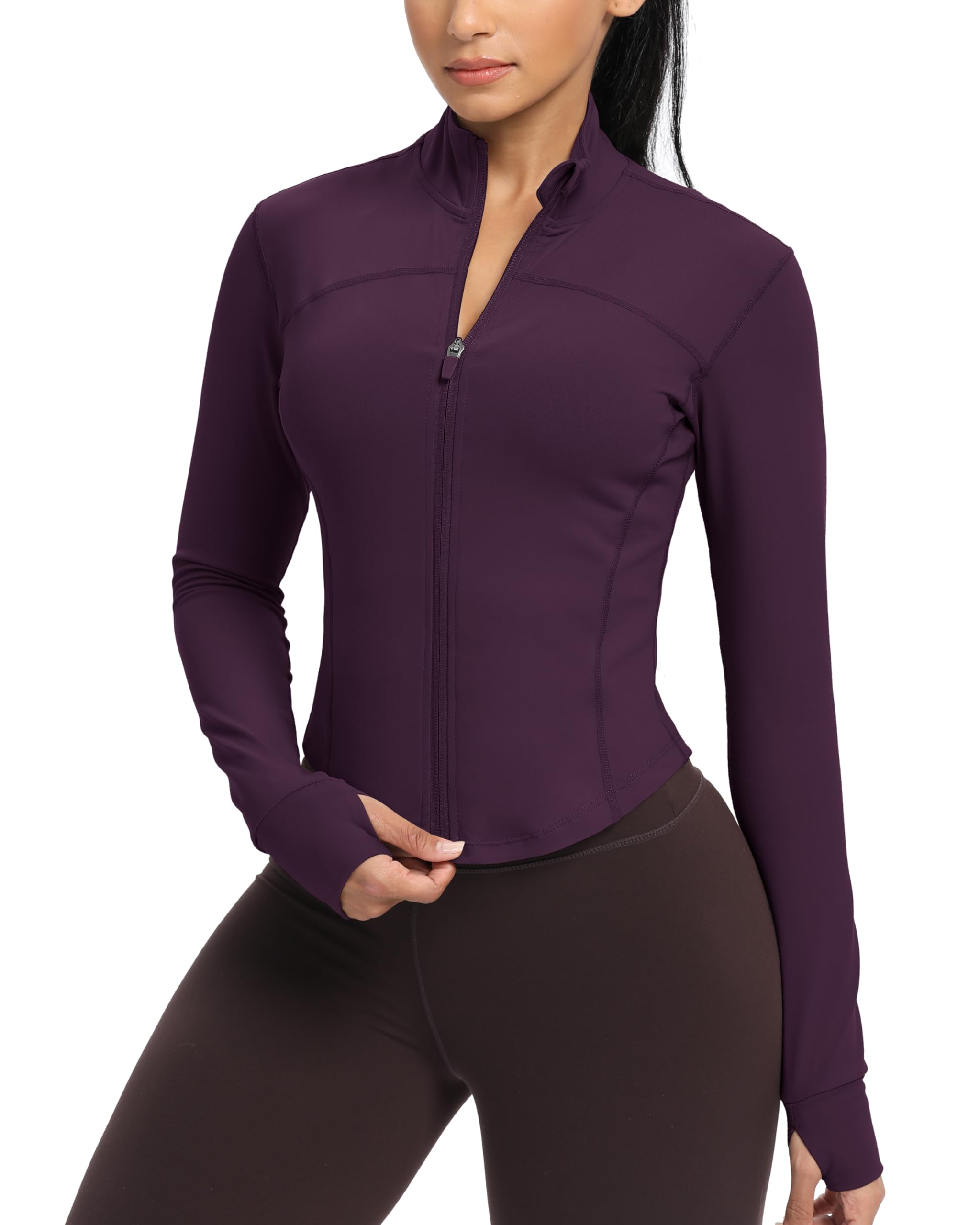 GYM RAINBOW Chaquetas deportivas ligeras y ajustadas con cremallera para mujer, con agujeros para el pulgar