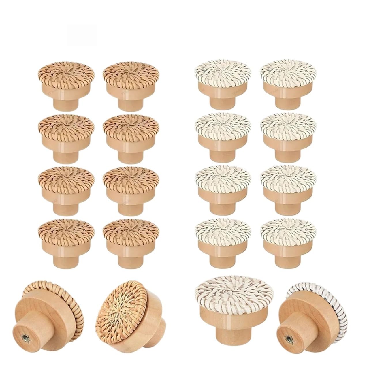 bogniga Handles 20pcs Round Wooden Cabinet Drawer Knobs Color Wardrobe Door Pulls Handles with Screws(L(50x25mm))
