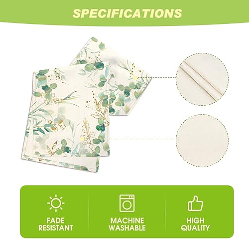 Miniatura 5 de Artoid Mode Camino de mesa de verano de eucalipto verde beige, primavera, temporada, aniversario, vacaciones, cocina, comedor, decoración para