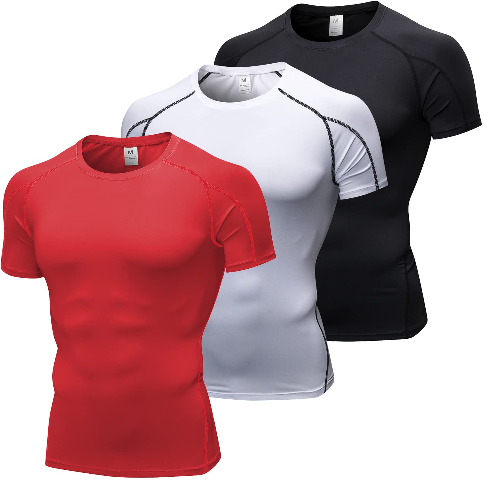 SPVISE Men's Compression Shirts Short Sleeve Workout Gym T-Shirt Running Tops Cool Dry Sports Base Layer Athletic Undershirts