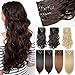 24" Long Curly Wavy Dark Brown Clip in on 8 Pieces Full Head Set Hair Extensions 8pcs Hairpiece Extension for Girl Lady Women
