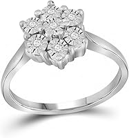 Vista 2 de Sonia Jewels Anillo de compromiso de plata de ley 925 con diamantes redondos forma de ajuste central de flores con puntas (110 cttw.)