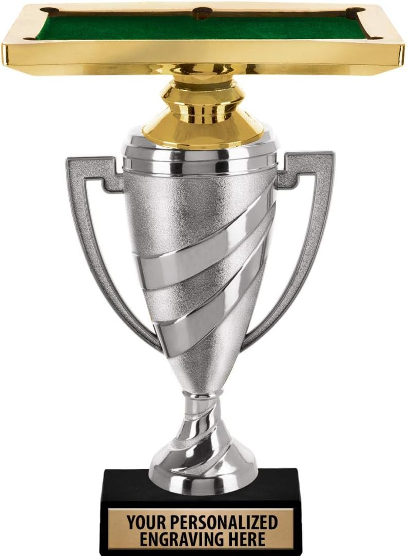 Billiards Trophy, 10.5" Silver Cup Billiards Pool Table Trophies with Free Personalization Prime
