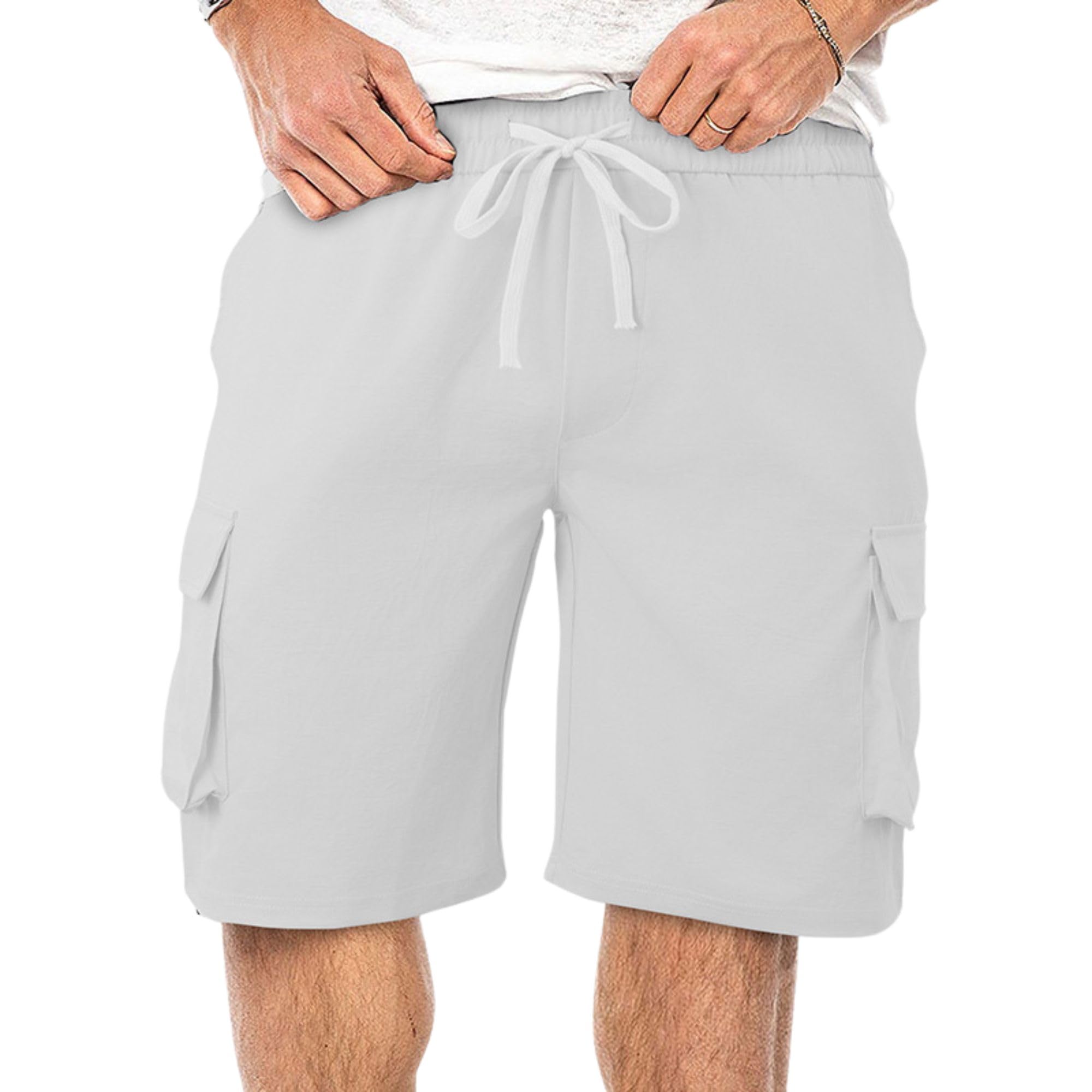 Mens Running Shorts Summer Casual Lightweight Loose Solid Color Workout Gym Sports Bermuda Shorts Training