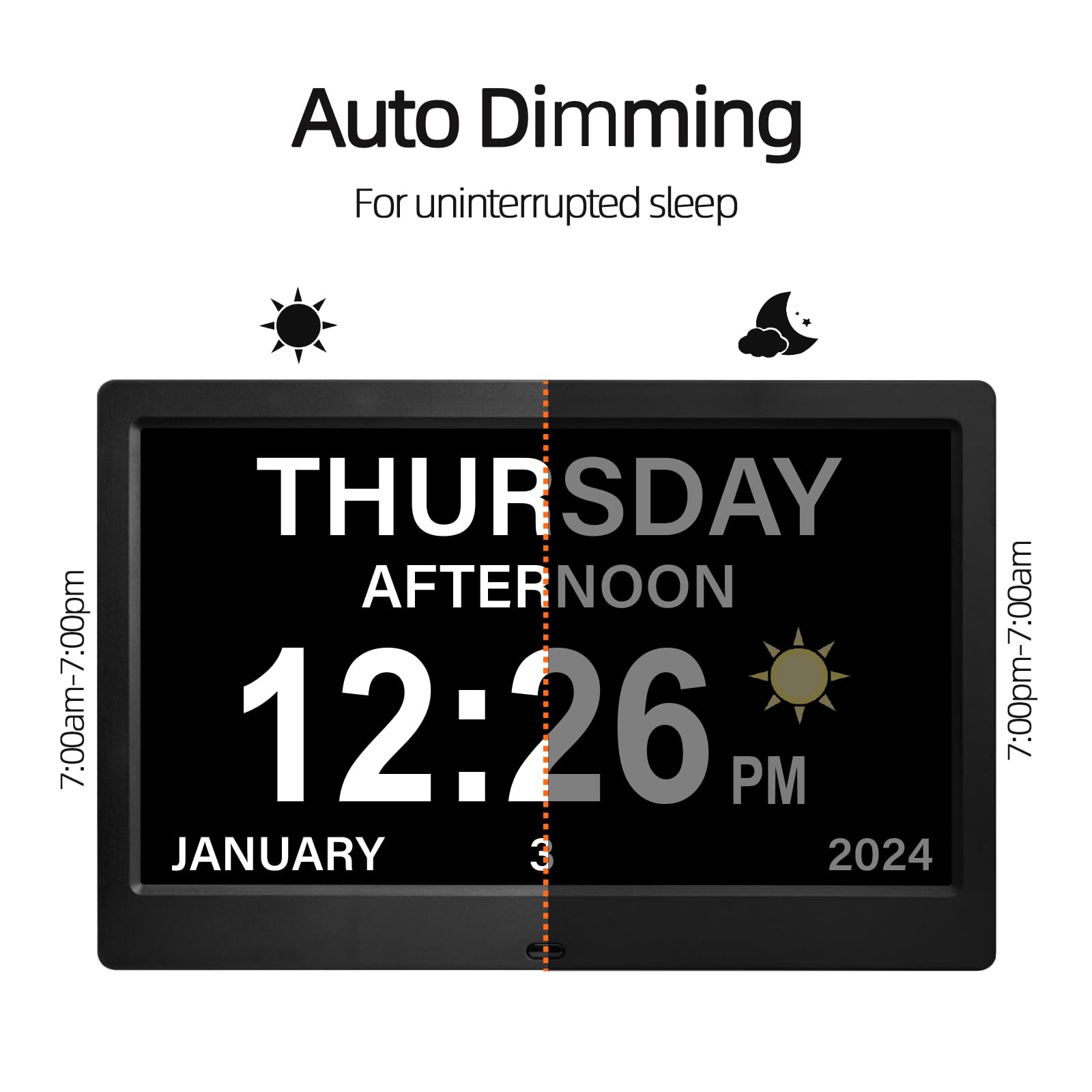 10" Pouce LCD Horloge Numérique Calendrier avec Date Jour Et Heure Horloge Non-Abrégée Auto Dimming 8 Langues HD Display Rappel pour Alzheimer Les Personnes âgées et Les Enfants