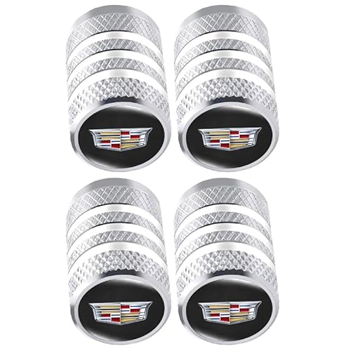Wheel Tire Valve Stem Caps, 4 Piece Aluminum Alloy Metal Car Rim Air Valve Cover, Anti-Rust,Leak-Proof Seal,Waterproof (Silver) (Silver-CD9)