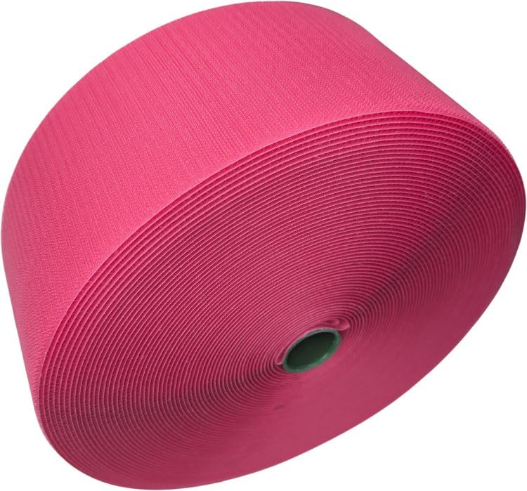 Tumbl Trak Hook Mat Fastener | 25m Long & 10cm Wide | Hook Velcro for Carpet Bonded Foam Seams | for Gymnastics and Cheer Gym Floors (Pink)